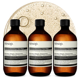 Aesop front packaging of Reverence Aromatique refill showing pouch and branding for easy identification and refill benefit