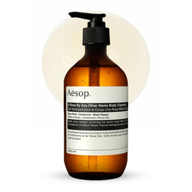 Aesop front bottle showing elegant packaging and recycled plastic benefit