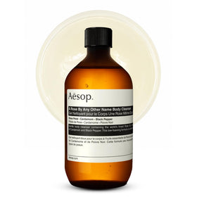 Aesop front packaging showing 500 mL refill bottle and brand clarity