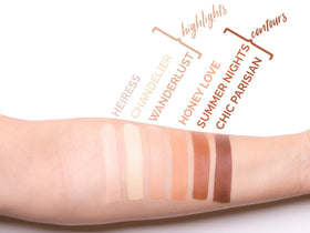 Aesthetica mirrored palette staged on vanity showing compact travel-friendly design
