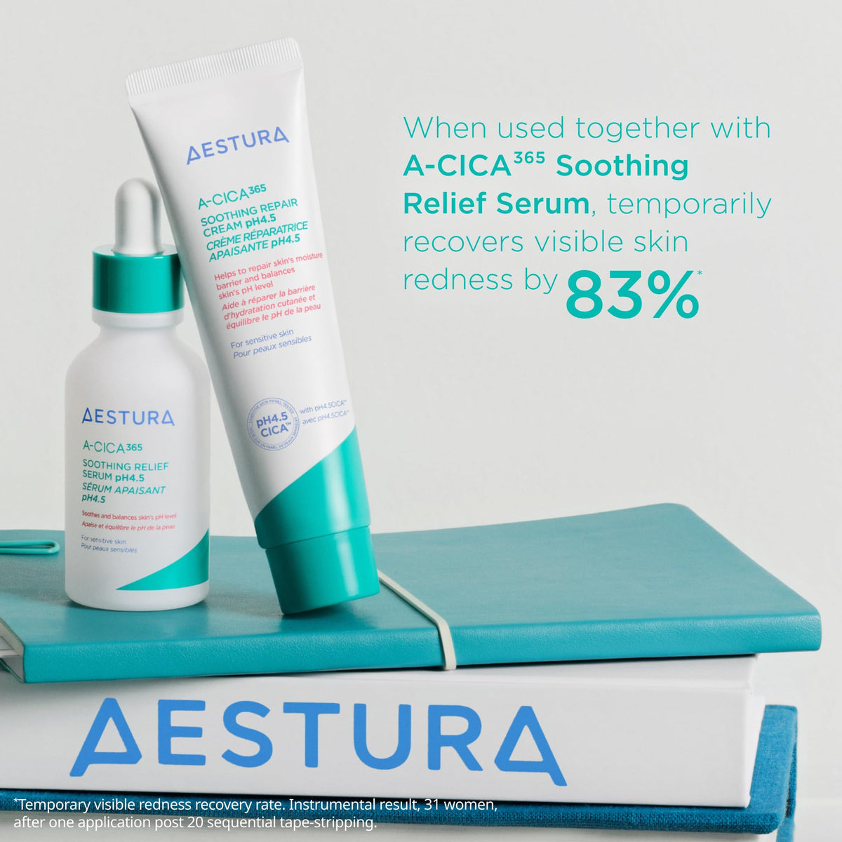 AESTURA product on bathroom shelf in calm lifestyle setting