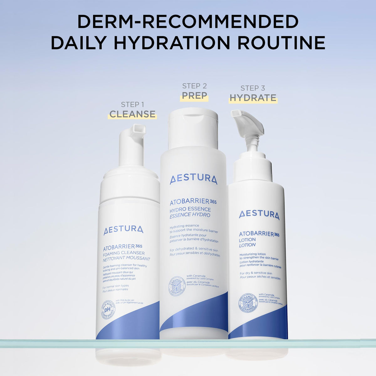 AESTURA hand applying moisturizer demonstrating fast absorption and immediate comfort