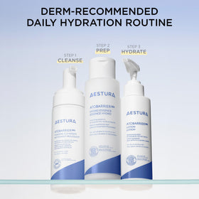 AESTURA hand applying moisturizer demonstrating fast absorption and immediate comfort