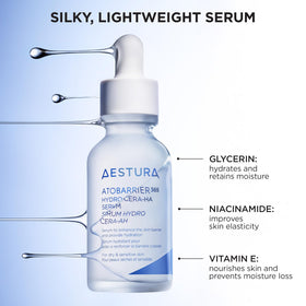 AESTURA dropper dispensing clear serum, illustrates precise application