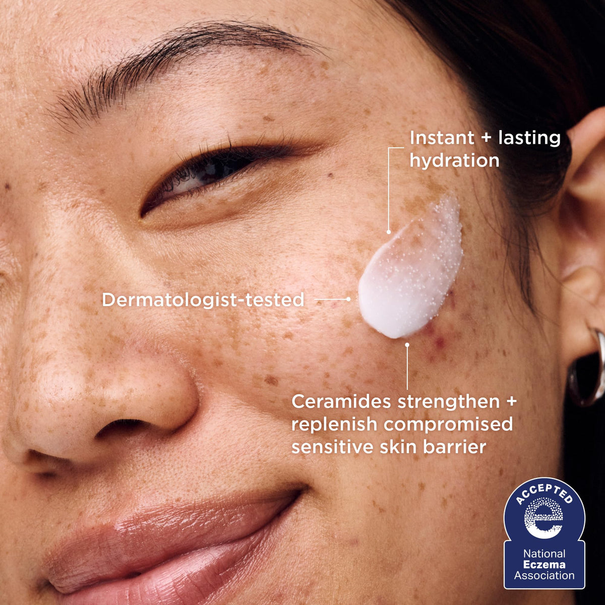 AESTURA pump and cap close-up highlighting easy dispensing benefit