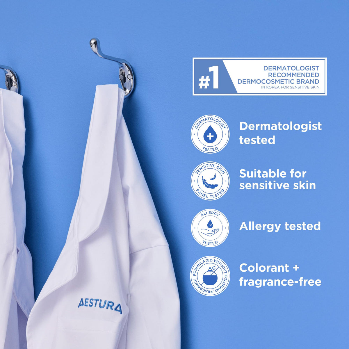 AESTURA bathroom lifestyle setting illustrating daily soothing routine