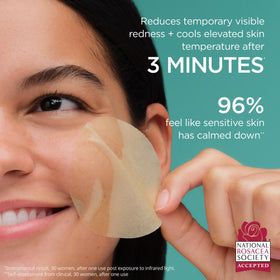 AESTURA application: pad being placed on cheek demonstrating cooling relief and ease