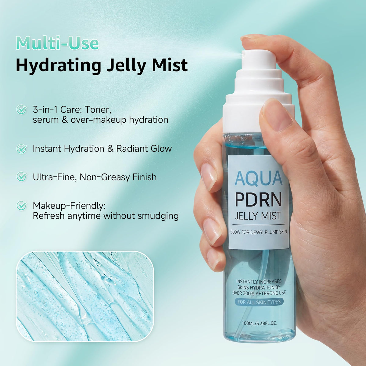 AexZzen fine mist spraying on face for instant refresh