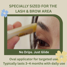 Aflora sweeping stick along lash base showing gentle, targeted hydration without runoff