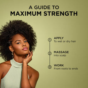 African Pride applying oil to scalp demonstrating invigorating massage