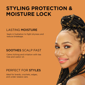 African Pride oil texture close-up highlighting smooth, non-greasy finish