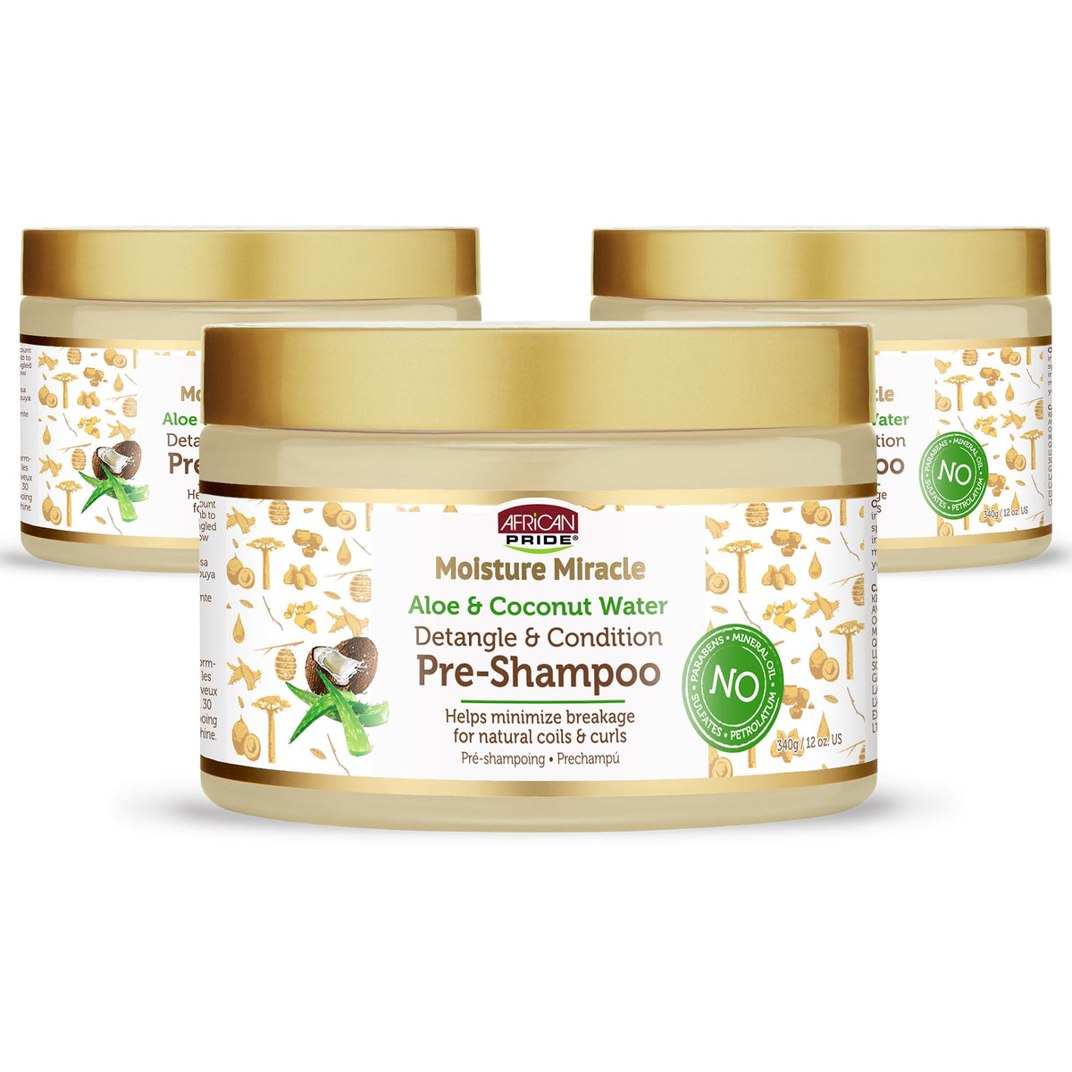 African Pride front packaging showing pre‑shampoo detangler benefit