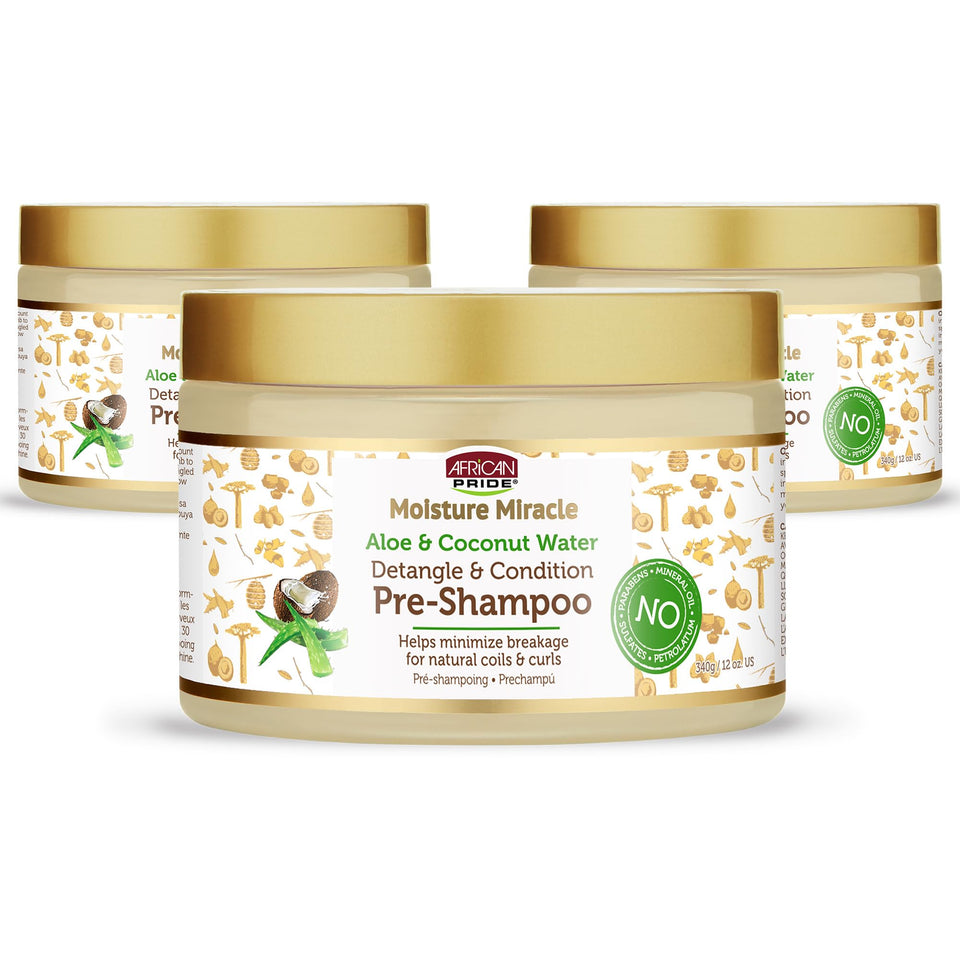 African Pride front packaging showing pre‑shampoo detangler benefit