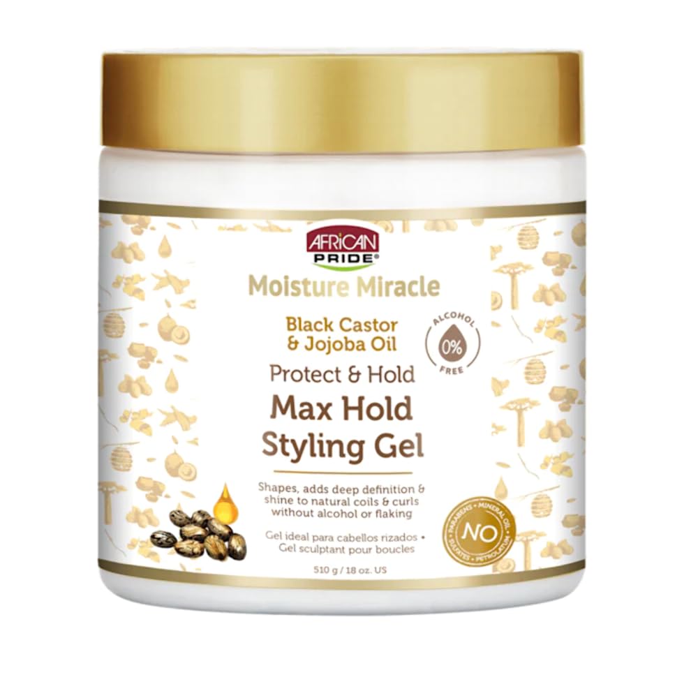 African Pride front packaging showing product with glossy shine and defined curl benefit