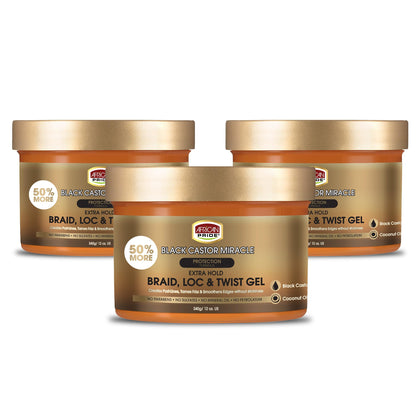 African Pride front packaging shows three 12oz jars and clear product benefits