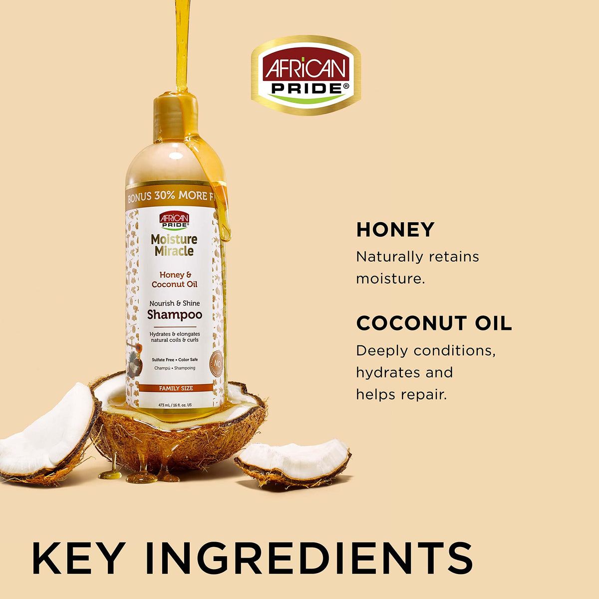 African Pride product applied to wet hair demonstrating easy cleansing and slip