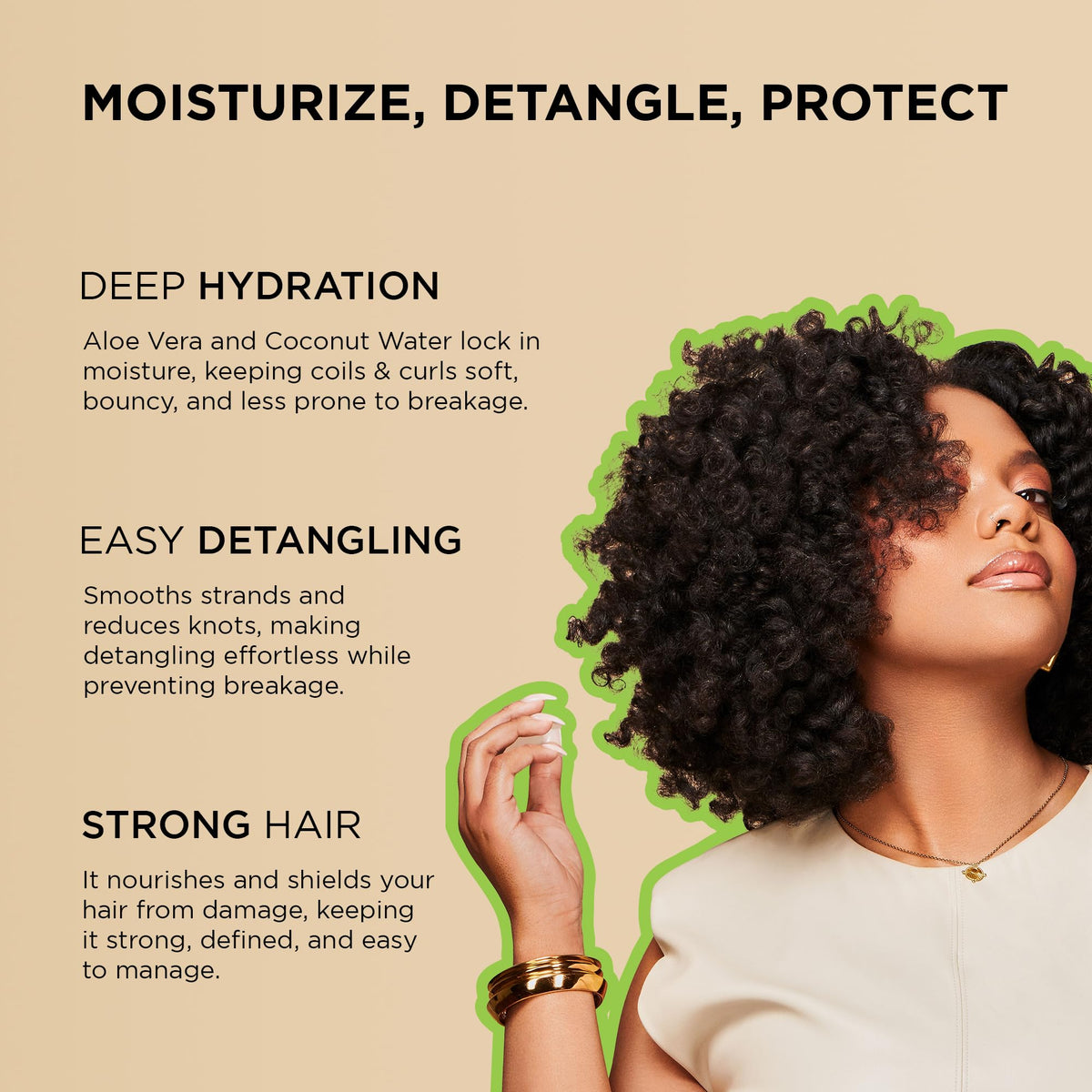 African Pride close-up of label and ingredients highlighting aloe and coconut water benefits