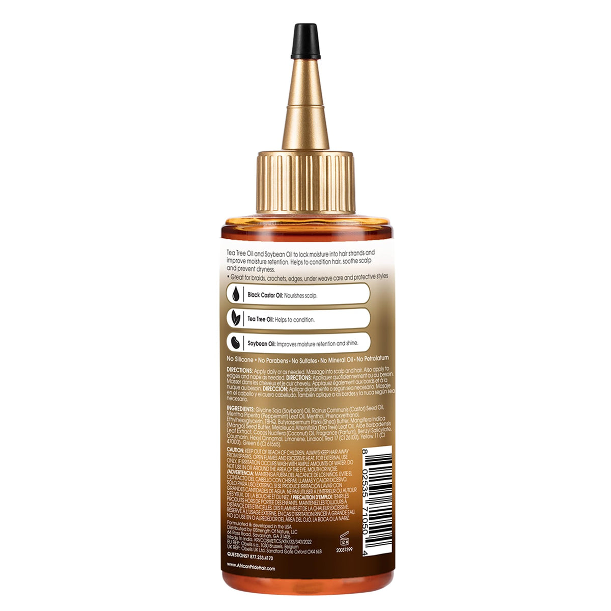 African Pride bottle on bathroom shelf in lifestyle scene for daily routine convenience
