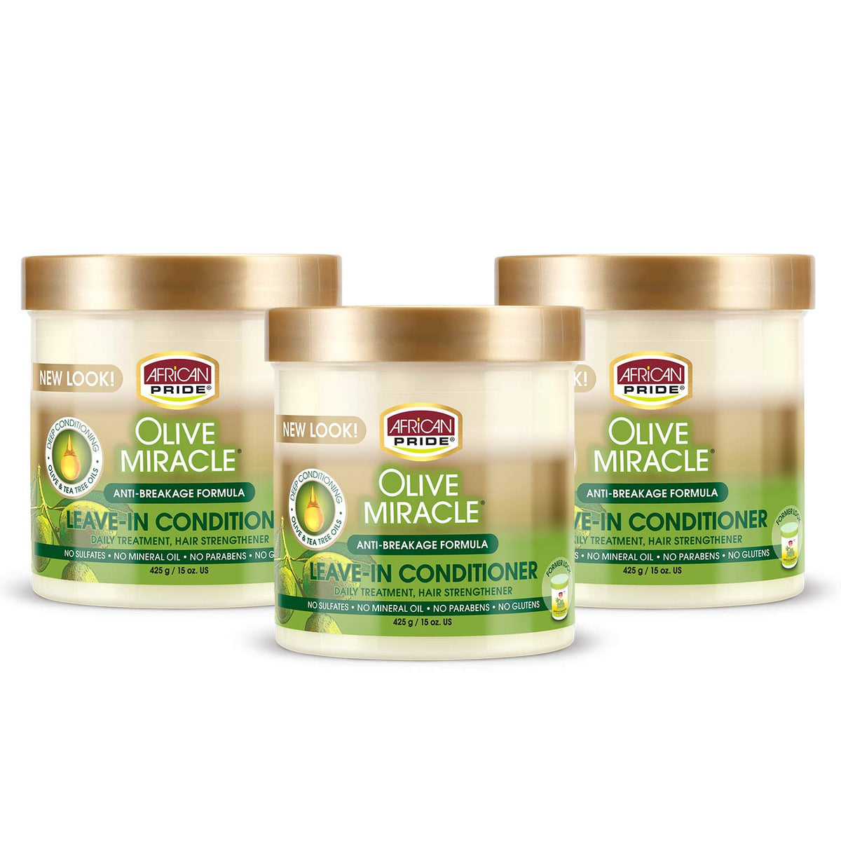 African Pride jar front packaging showing product benefits and three-pack value