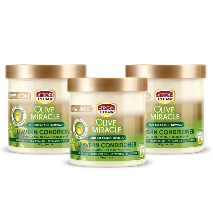 African Pride jar front packaging showing product benefits and three-pack value