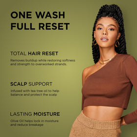 African Pride label close-up highlighting olive and flaxseed oil benefits