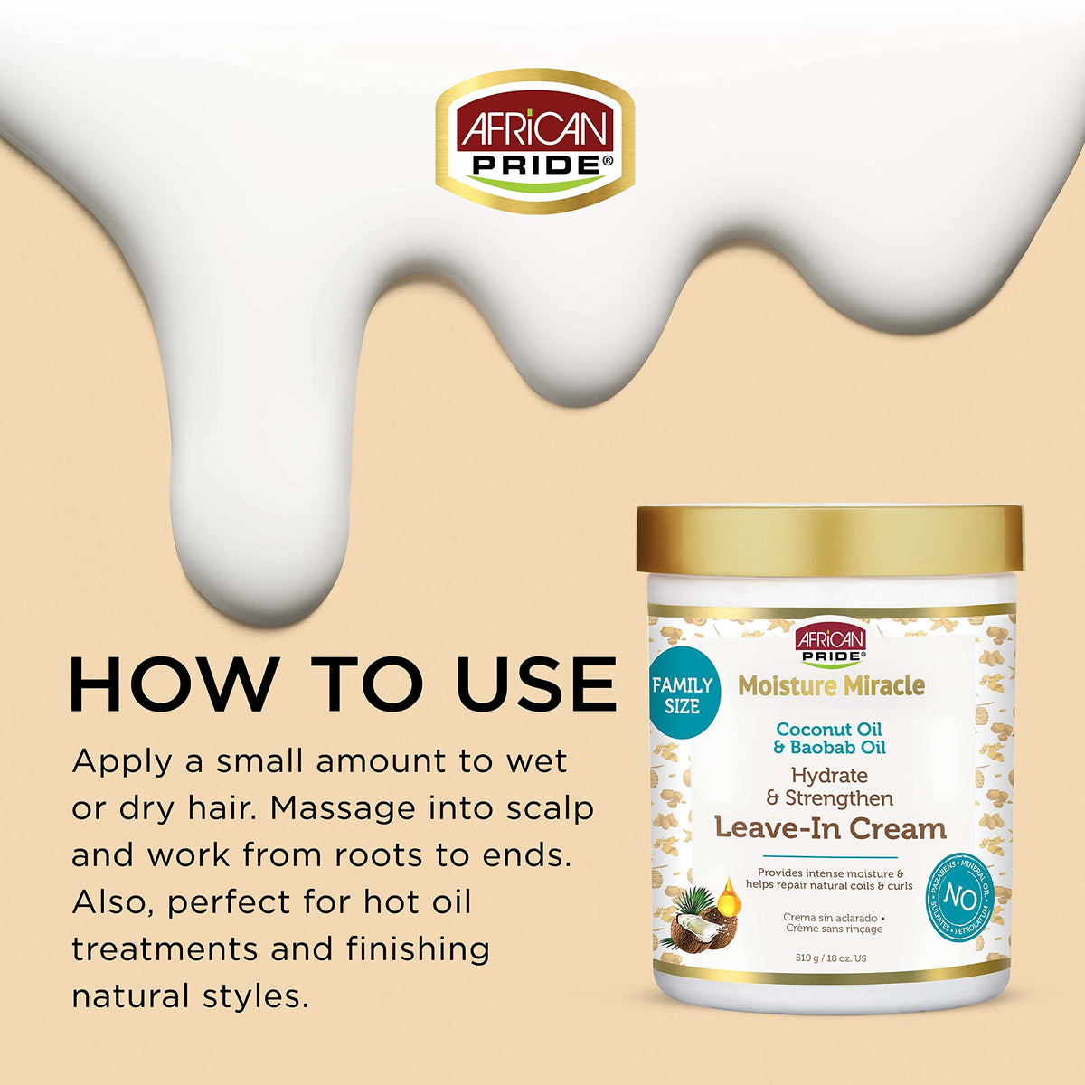 African Pride cream texture close-up highlighting smooth moisturizing texture