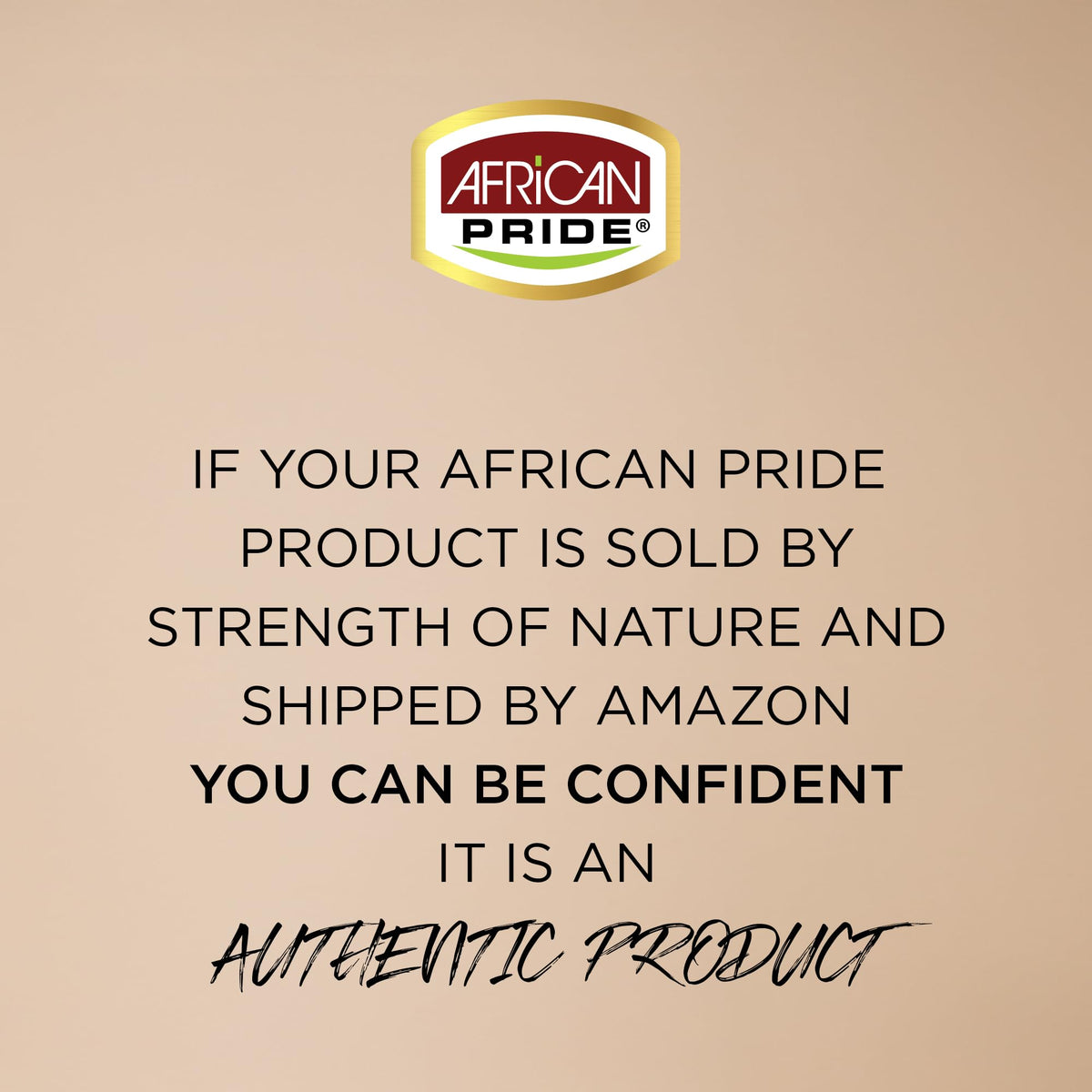African Pride bottle next to hand for scale to show 18 oz size and practical home use