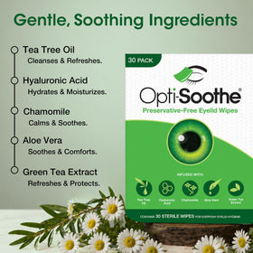 AFT Opti-Soothe ingredients display with tea tree and aloe highlighting soothing benefits