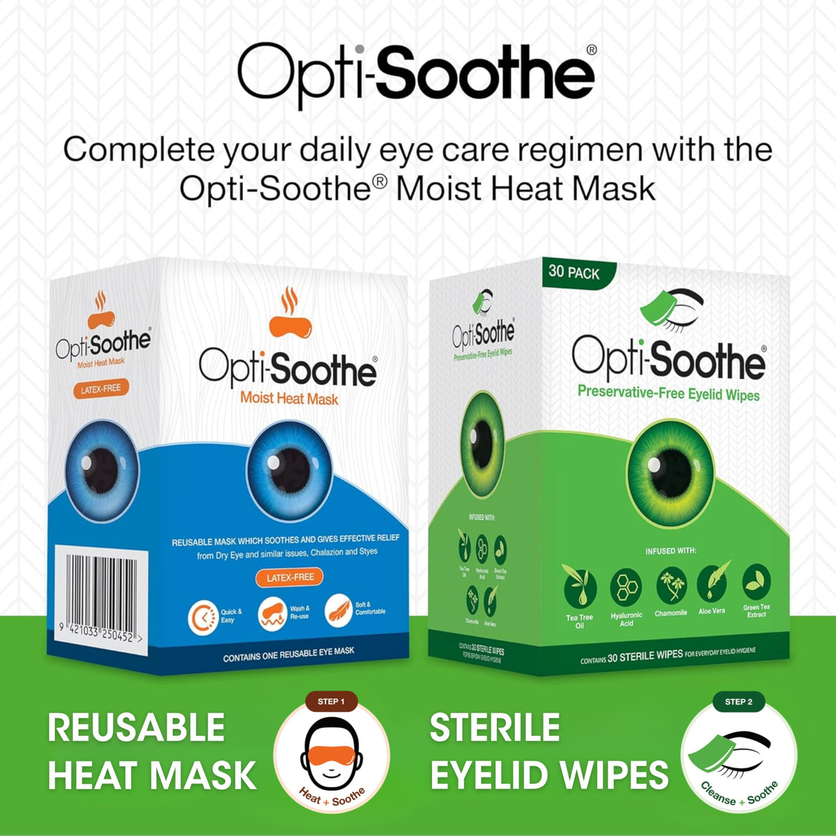 AFT Opti-Soothe pack on bathroom vanity illustrating daily eye-care routine convenience