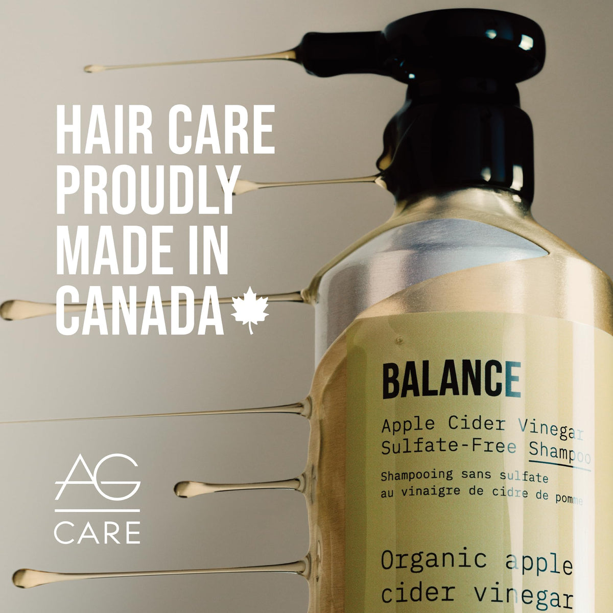 AG Care before and after hair image showing reduced frizz and shine