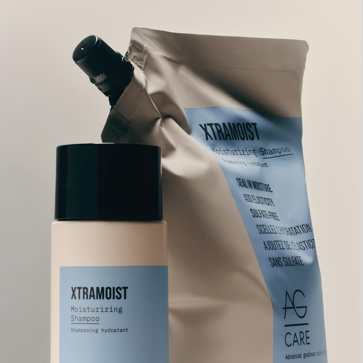 AG Care Xtramoist staged in bathroom lifestyle showing daily routine benefit