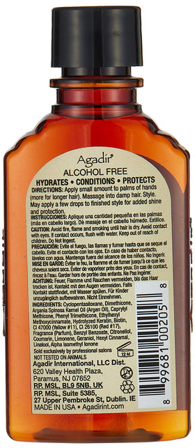 Agadir argan oil droplets and texture emphasizing lightweight absorption benefit