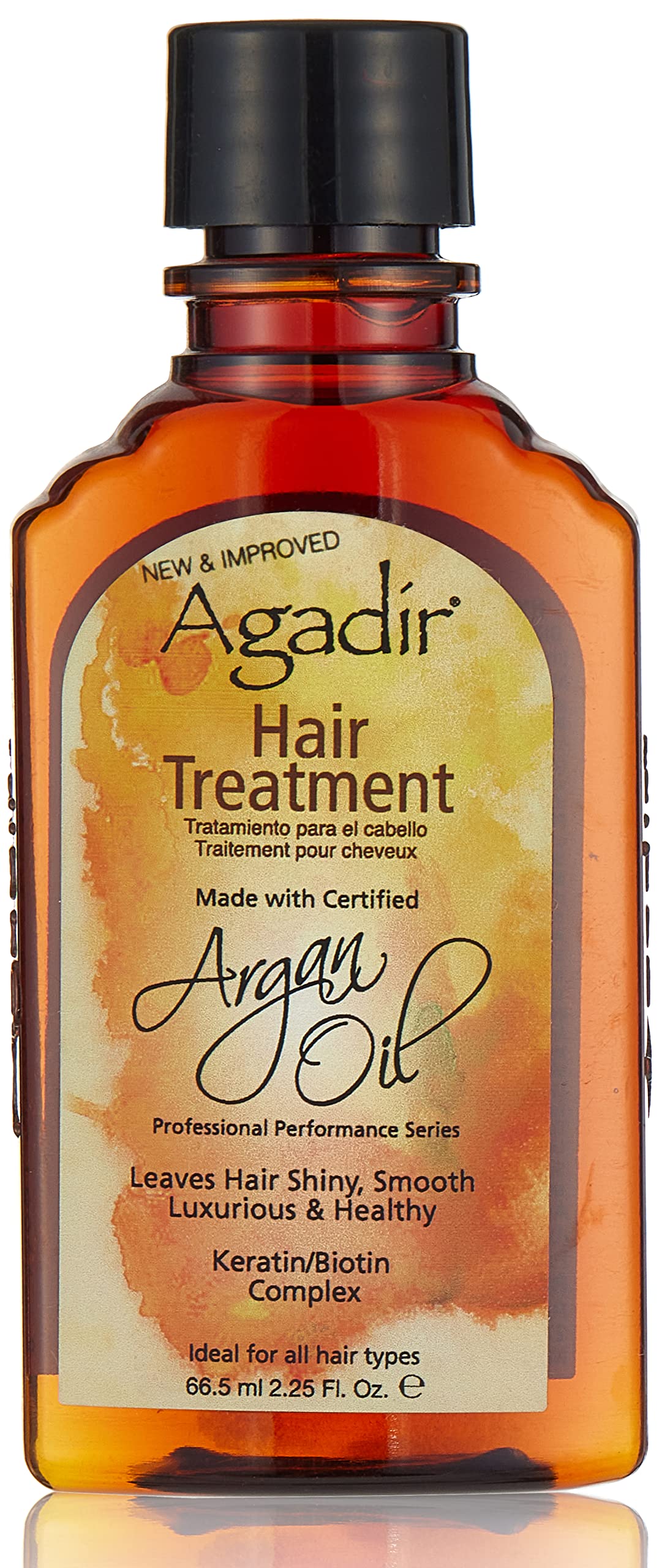 Agadir bottle front view showing label and compact travel-friendly size benefit