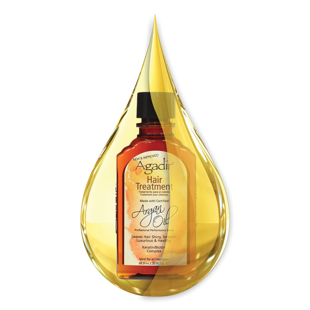 Agadir argan oil drop on hand showing lightweight texture and quick absorption benefit