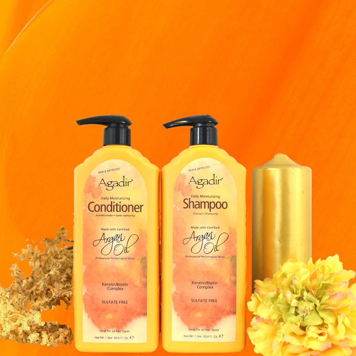 Agadir conditioner being applied to hair in-hand during detangling, shows easier comb-through benefit