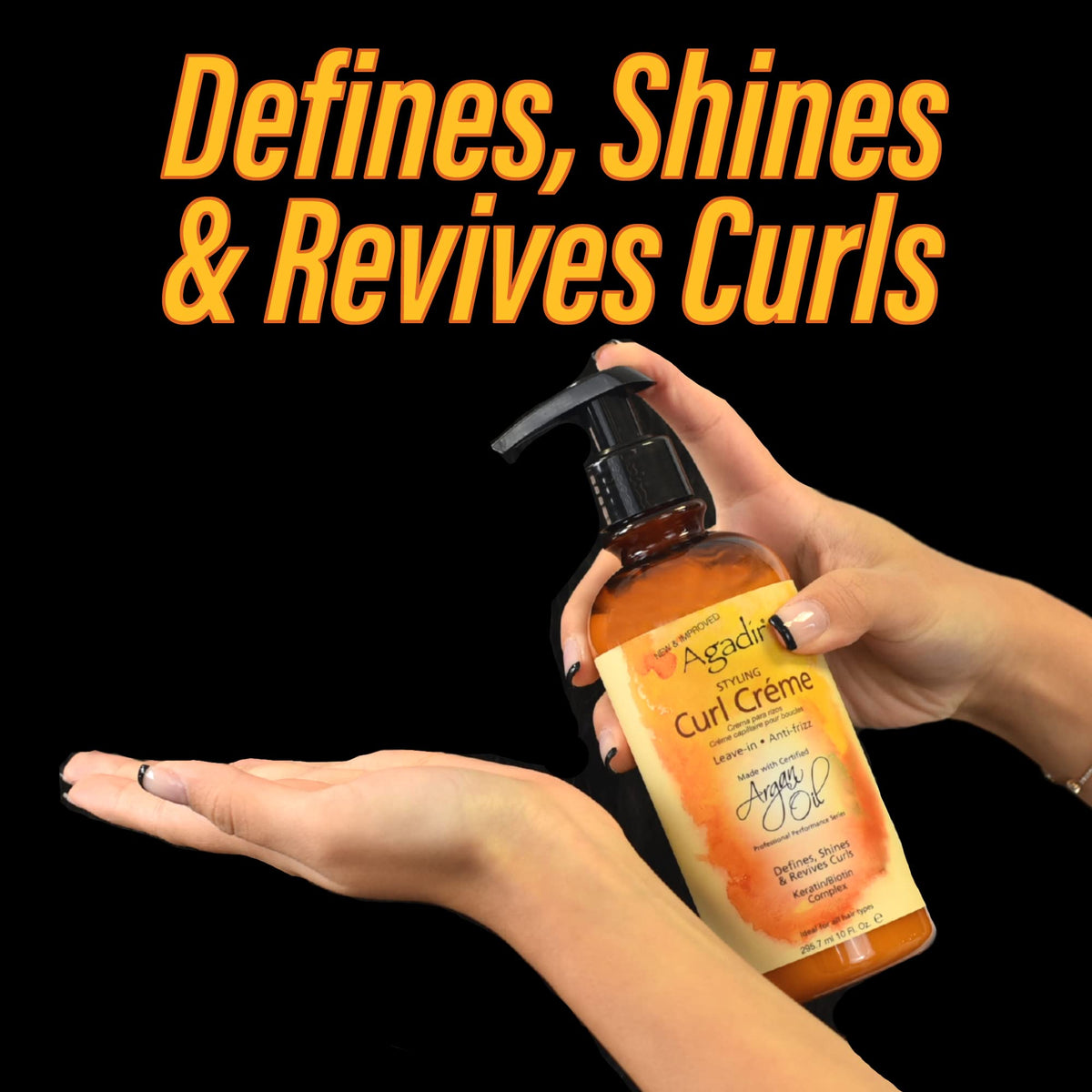 Agadir curl creme size comparison bottle illustrating 10 fl oz scale