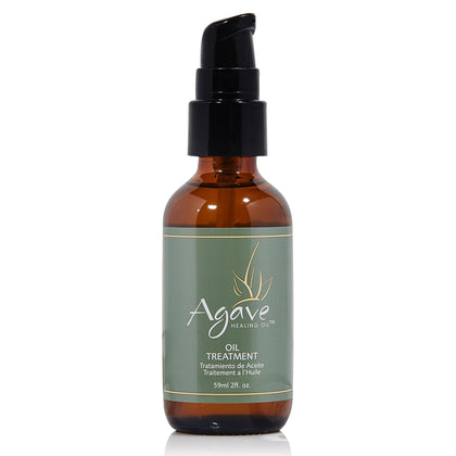 Agave Healing Oil front packaging showing bottle and label, highlights convenience