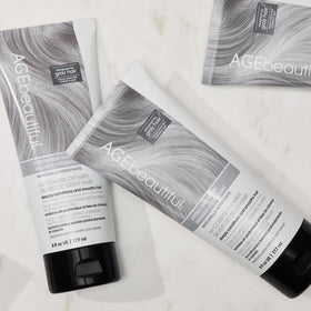 AGE beautiful before and after silver hair shows smoother shinier results