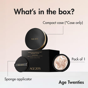 AGE20'S half-face before and after photo showing visible brightening and coverage benefit