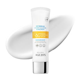 AGE20'S front packaging showing sunscreen tube and lightweight benefit