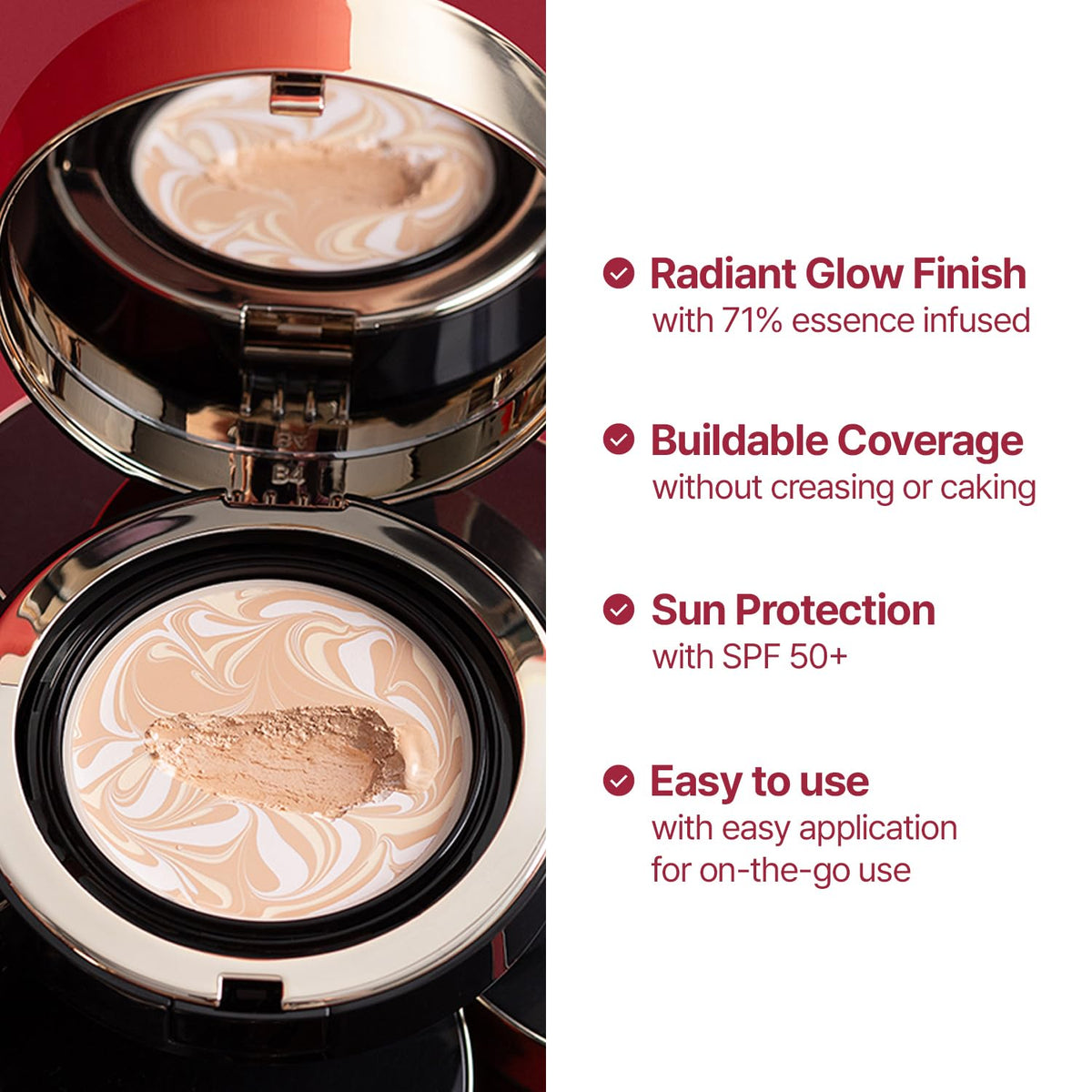 AGE20'S open compact with applicator puff illustrating easy on‑the‑go touch-ups