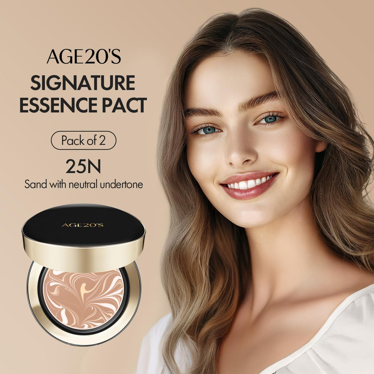 AGE20'S compact inside a travel bag highlighting on-the-go sunscreen and foundation