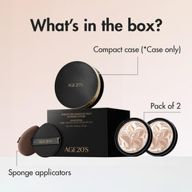 AGE20'S compact held in hand illustrating size for travel-friendly touch-ups