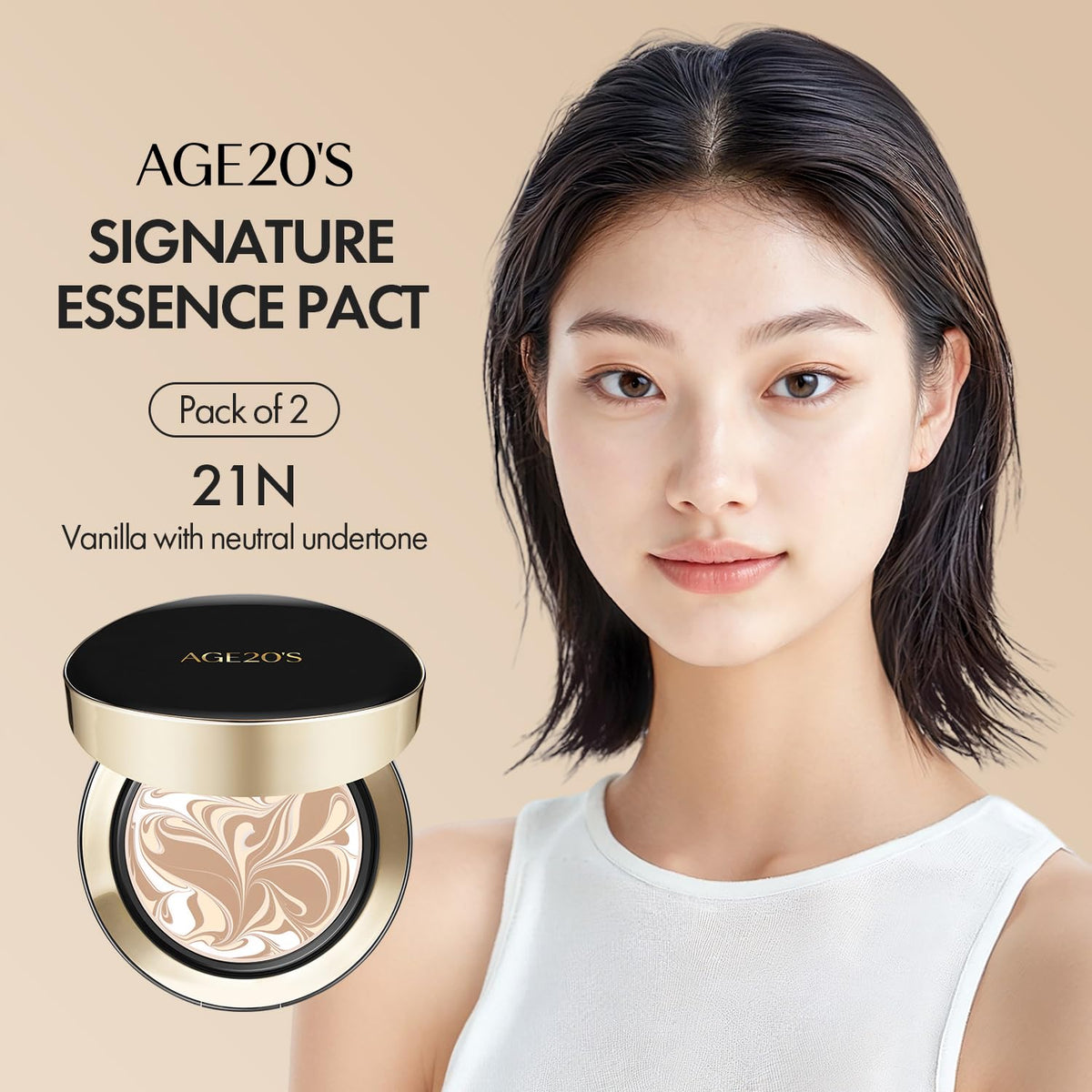 AGE20'S compact in travel bag lifestyle shot showing on-the-go touch-up ease