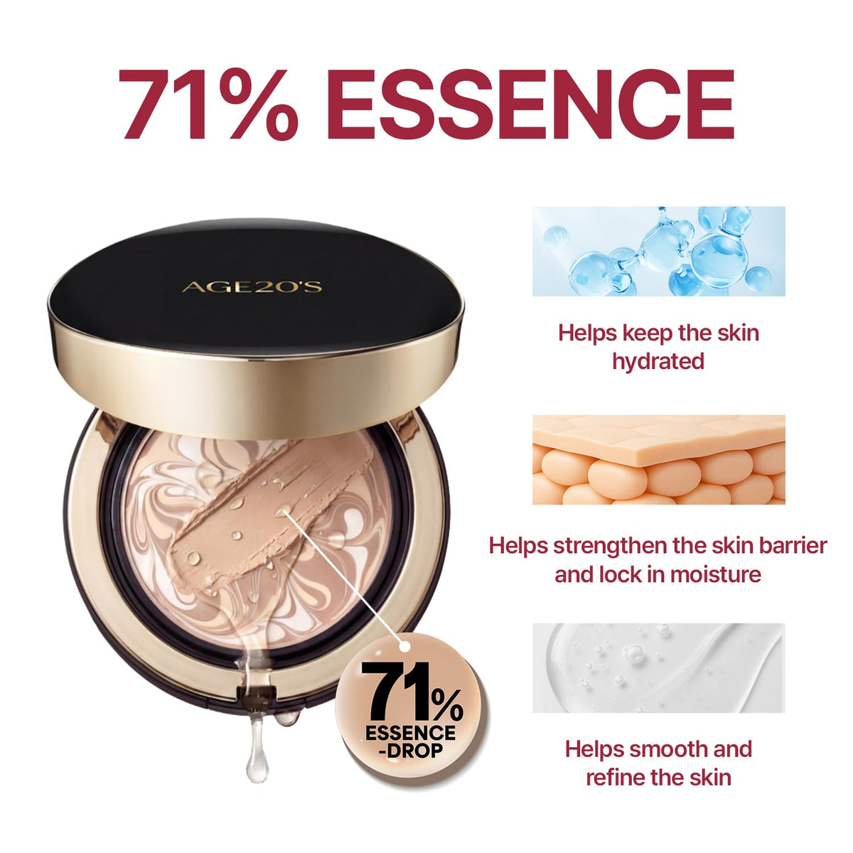 AGE20'S close-up texture of cream-balm showing dewy moisturizing finish