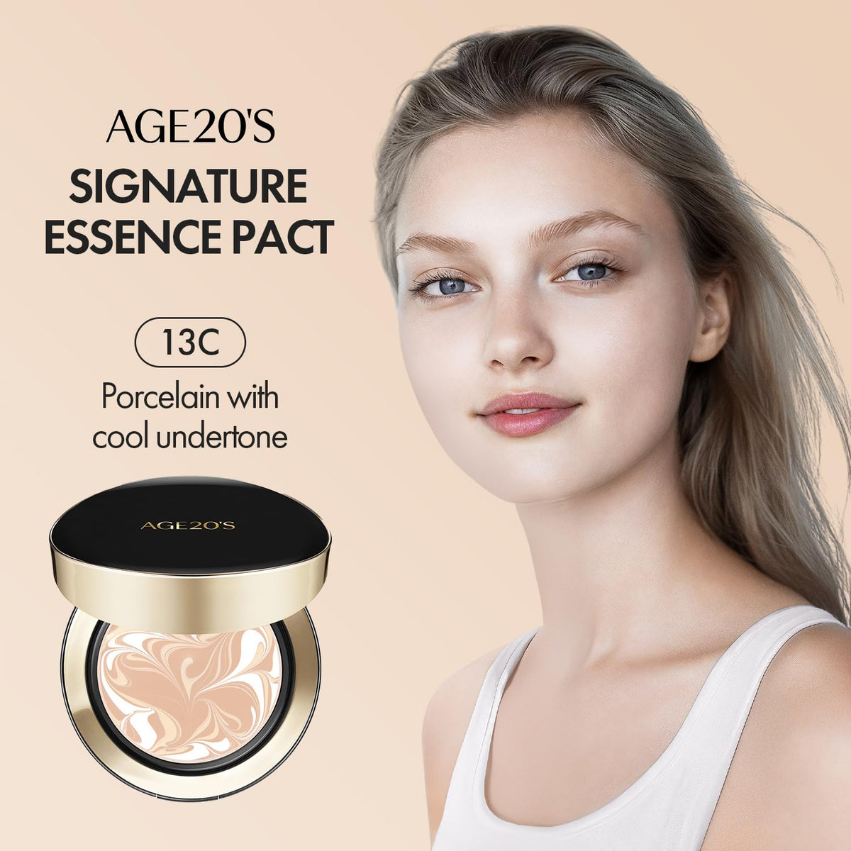 AGE20'S compact inside a travel bag showing convenience for on-the-go touch-ups benefit