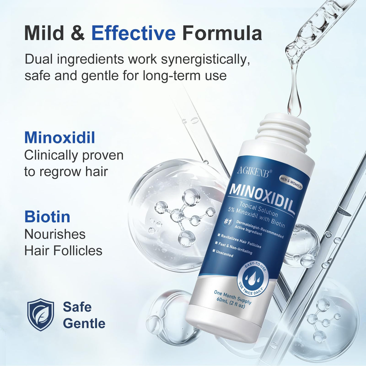AGIKENB single 60ml bottle with precision dropper for accurate dosing