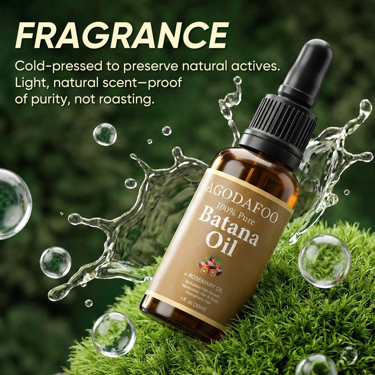 Agodafoo Batana oil on fingertips showing quick absorption and shine