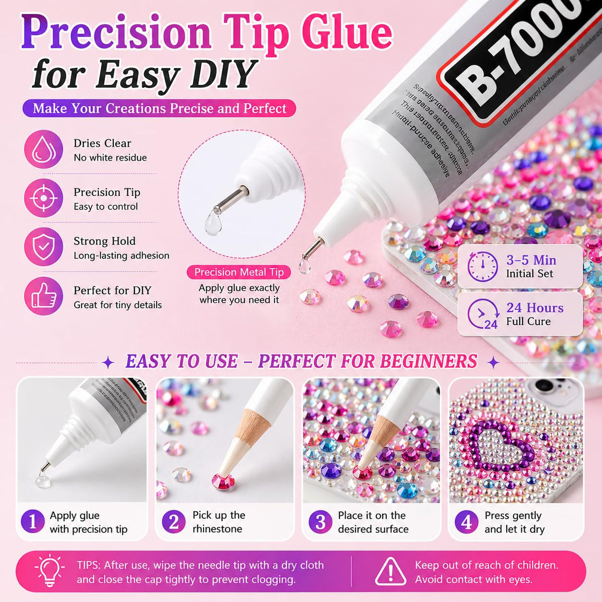 Agqbsl B7000 glue tube and label demonstrating adhesive included for secure bonding