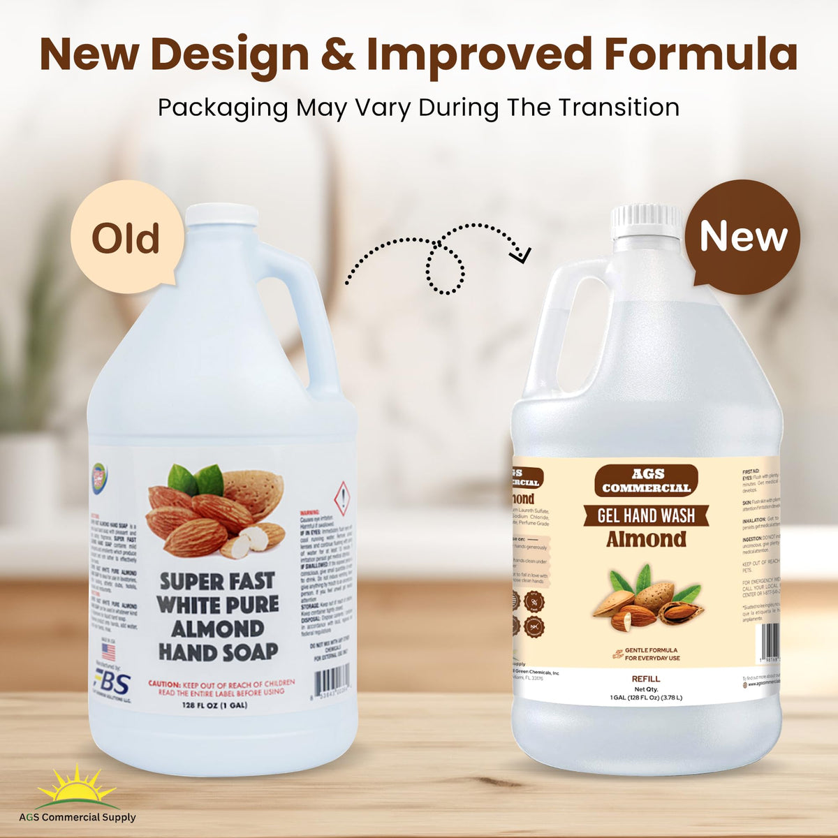 AGS Commercial Supply pouring refill into dispenser demonstrating easy refill and reduced downtime